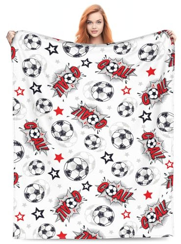 Fußballdecke, superweich, warm, Flanell, Überwurfdecken für Jungen, Mädchen, Erwachsene, Liebhaber, für Couch, Sofa, Bett, Büro, Geschenke (152,4 x 127 cm)