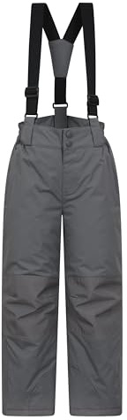 Mountain Warehouse Raptor Kids Snow Pants - Snowproof Boys Ski Trousers, Detachable Braces Bottoms - Ideal for Winter Skiing Holidays & Snowboarding Medium Grey Kids Size 11-12 Years