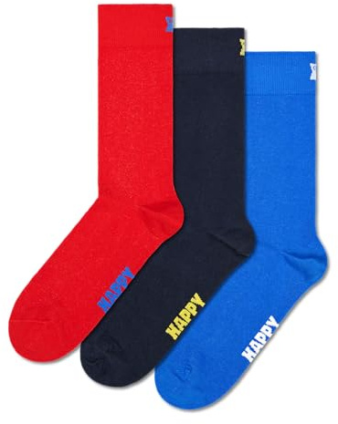 Happy Socks Solid Colourful Crew Sock Sets Different Colours for Men and Women