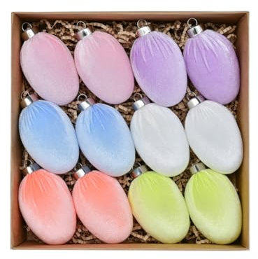 Maritown Samt-Osterei-Ornamente, 12 Stück, 7,9 cm, große hängende Ostereier, bruchsicher, Frühlingskugeln, Ornament für Baumschmuck für Zuhause, Büro, Party-Dekoration (8 cm, A)