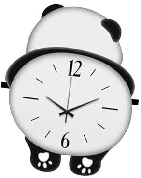 Colcolo Hölzerne Panda-Form-Wanduhr, Dekoration, Hängeuhr, dekorativ, batteriebetrieben, für Schlafzimmer, vielseitig einsetzbar, Höhe 30cm