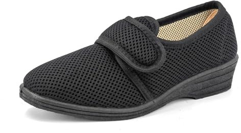 JOMIX Diabetiker Schuhe Gesundheitsschuhe Klettverschluss Sommer Diabetiker Schuhe Orthopädische Sandalen Damen Hallux Valgus Schuhe (Schwarz 38 EU, ITD1892)