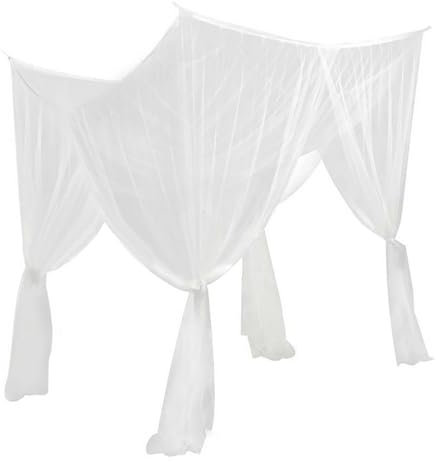perfk 4 Eckpfosten-Betthimmel-Netz, Netz, Kinderbett-Zelt, Heim-Hängebett-Volant, Himmelbett-Vorhänge für Mädchen und Erwachsene, Weiß