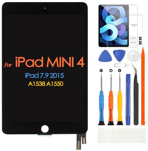 ARSSLY Pour iPad Mini 4 7.9 Remplacement Écran LCD Écran Tactile Digitizer pour iPad Mini 4 2015 A1538 A1550 Assemblée Complète Panneau De Verre Matrice Pièces Kit (Noir)