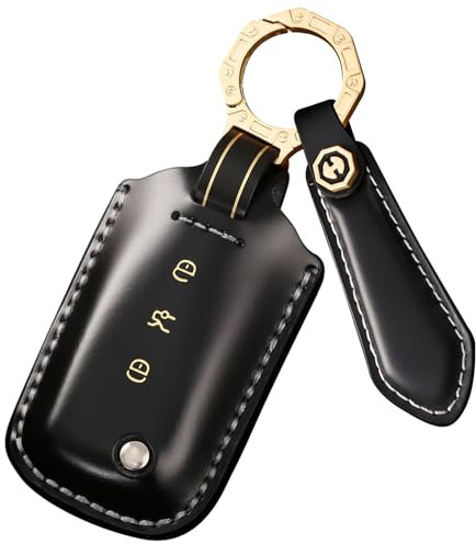 ontto Auto Schlüsselhülle Autoschlüssel Hülle Rindsleder Fernbedienung Cover Passt für Bentley Bentayga Continental GT Flying Spur Mulsanne Arnage 3 Tasten Schlüsseletui Schlüsselanhänger-Schwarz