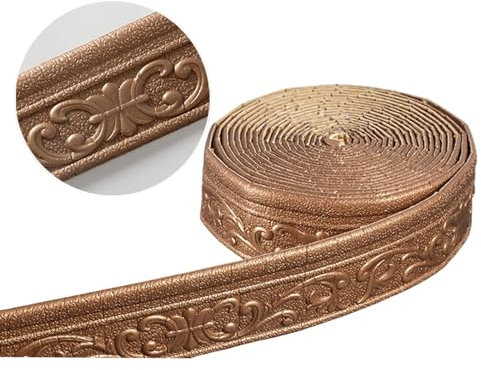 Selbstklebende Wandbordüre, 10m Dekorative Wand Sockelleiste, Wasserdichte Tapetenbordüre, Kollision Sichere Fliesenrollenbordüre für Die Heimdekoration (8 cm x 5 mm x 10 m,Braun)