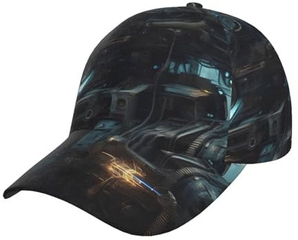 yefan Future Robot Baseballkappe, verstellbare Baseballkappe, Sportkappe, atmungsaktiv und waschbar, geeignet für Männer und Frauen, Schwarz, Schwarz , One size