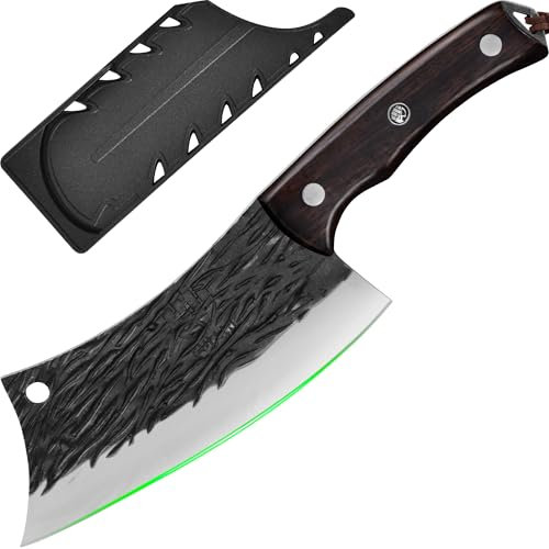 FULLHI Metzgermesser, Küchenmesser mit hohem Kohlenstoffstahl, Gemüsebeil, chinesisches Kochmesser, geschmiedetes Kochmesser für Outdoor Camping BBQ, Valentinstag Geschenke