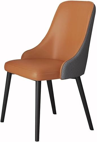 OZSSLJJ Küche Leder Küche Esszimmerstühle Schlafzimmer Zimmer Balkon Sofa Stuhl Carbon Stahl Bein Frisierkommode Make-Up Stuhl(Khaki+Dark Grey)