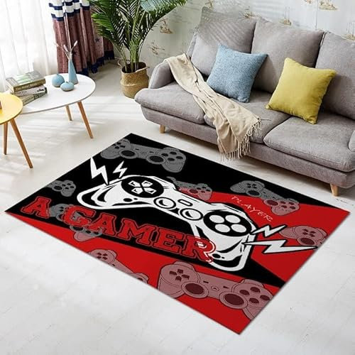 Gamer Room Area Rugs for Kids Teen Boys Girls Bedroom Gaming Room Decor Carpet Mat for Men Teenage, Non Slip Gamepad Gaming Chair Mat for Playroom Wood Floor Living Room Desk Carpet 149.9 cmx99.1 cm