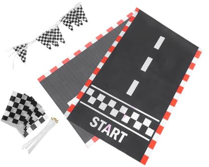 VICASKY Race Track Floor Runner Checkered Flags Hand Flags for Racing Car Theme Party