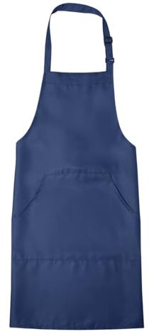 QUARKZMAN Delantales de Cocina 82x68cm Ajustables Impermeables con Correas Largas para Chef con 2 Bolsillos para Hombres Mujeres, Azul Marino