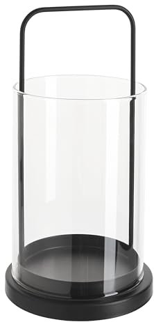 VBS Windlicht Laterne Noir, Metall/Glas, Ø 14,5 cm, H 14,5 cm, Dekorative Laterne für Garten, Terrasse, Innenbereich