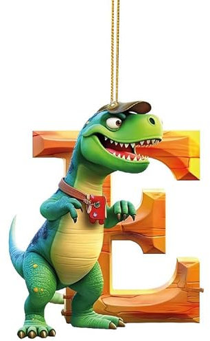 Acrylic Dino Figures Hanging Ornaments - 26 Letter Dinosaur Christmas Tree Decor
