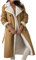Langärmeliger Wintermantel mit Sherpa-Futter, lange Jacke, Reverskragen, Gürtel, Kapuzenmantel, gekerbt, lässig, lockere Strickjacke, einfarbig, warm, dick, Maxilänge, khaki, L