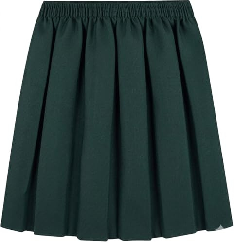 ZRWASKA® Girls Back to School Uniform Skirt - Box Pleated - Elasticated Waist Round Bottom Skirt Uniform | Age 4-18 Years