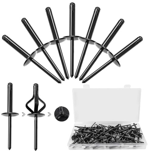 FSWWSF Rivet Noir 60 Pièces Rivets pop Aluminium Rivet Plaque Immatriculation Pour Industrie,Construction,MéTal,Automobile,Meubles Et (Noir,4,8x25mm)