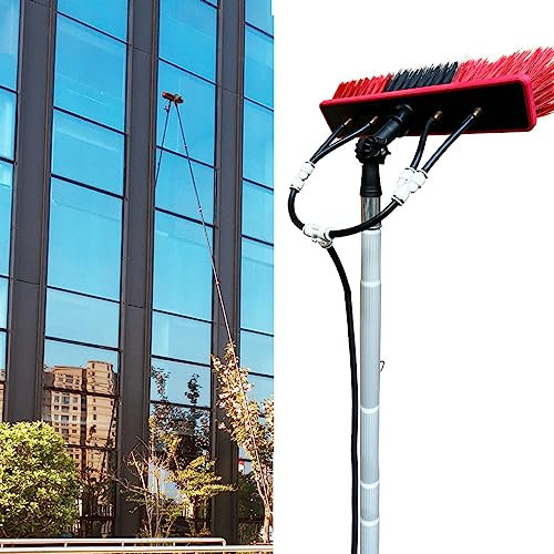 KUANGGE Palo per la Pulizia delle finestre da 3-9 m, Spazzola telescopica per la Pulizia dei Pannelli fotovoltaici, Strumento per la Pulizia dei Pannelli solari e fotovoltaici da 35 cm e Altre attiv