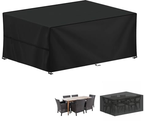 LAMUNI Abdeckung für Gartenmöbel, Wasserdicht Abdeckplane Gartenmöbel, 420D Oxford Gewebe Loungemöbel Abdeckung, Winterfest Schutzhülle für Sitzgruppe, Gartenlounge, Rattanmöbel, 210x100x75cm