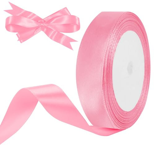 HOTUT Satinband rosa, 20mm rosa Geschenkbänder Breit, 22 M Schleifenband Deko, Dekoband für Geschenkverpackung Brautstrauß Basteln Geburtstag Deko