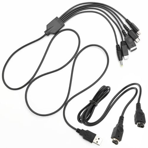 ZHUROUPU 5 in 1 USB Ladekabel Kompatibel mit für Nintendo DS Lite, New 3DS(XL/LL), 3DS(XL/LL), 2DS(XL/LL), DSi, Wii U, GBA SP, für PSP 1000 2000 3000 mit Link Kabel