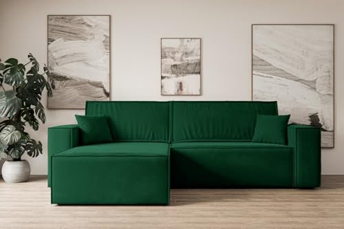ALTDECOR Ecksofa mit Schlaffunktion und Bettkasten Corner Sofa Eckcouch Couch L-Form universal, Links/rechts angeordnet Schlafcouch Ausziehbar Wohnlandschaft Schlafsofa Celtic-XL - 277x143x83cm Grün