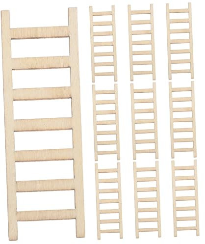 Tofficu Puppenhaus Mini Leiter 10 Stück Holzstufen Für Miniatur Landschaft
