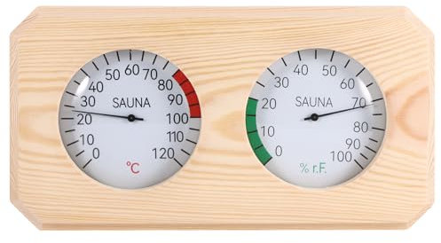 Wowlela Termómetro 2 en 1 para sauna, higrómetro, termómetro de sauna montado en la pared, higrómetro para una medición precisa de la temperatura y la humedad, accesorio para sauna y sauna