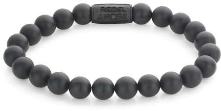 Rebel & Rose Herren-Armband Mad Panther Schwarz 8 mm RR-80082-B-XL 21 cm