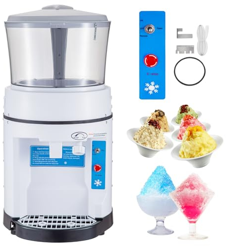 VEVOR BY-568 Commercial Crusher 1000 lb/H Snow Cone Machine with 18 lbs Hopper, 350W Electric Tabletop Ice Shaver with Stainless Steel Blade, Perfect for Restaurant Bar Party Events, Plastic, Blue +