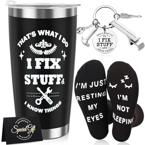 Joybble Gifts for Men, Father's Day Gift Sets for Dad, Mens Stocking Fillers Birthday Gift Ideas for Father, Valentines Anniversary Fathers Day Presents Gift for Him, Keychain & Socks with Card