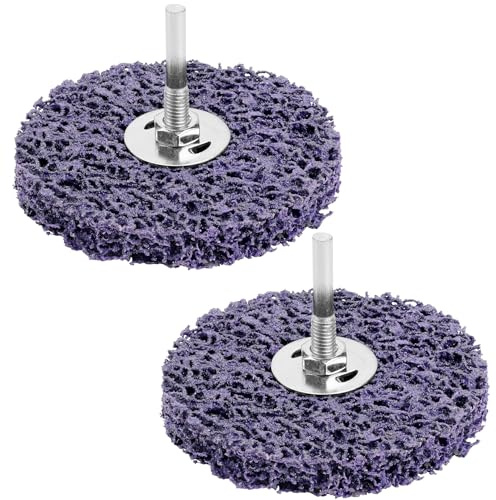 Junchamp 2 Pack 100mm Strip Discs for Angle Grinder, 4 Inch Nylon Paint Stripping Wheels for Rust, Paint, Oxidation and Coating Removal on Metal and Steel - Purple