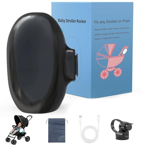 Kinderwagenschaukler, Wiederaufladbar Kinderwagen Wackler Schlafhilfe Für Baby, 5 Einstellbare Schaukelintensitäten, Automatische Babywippe Für Buggy (Schwarz)