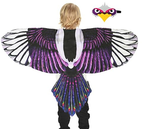 Générique Disfraz de Pájaro | Alas de Búho para Niños | Verstellbare Zugkräfte, Tela de Gasa, Máscara Incluida, Disfraz para Niños y Niñas 3-8 Años, Halloween, Fiesta