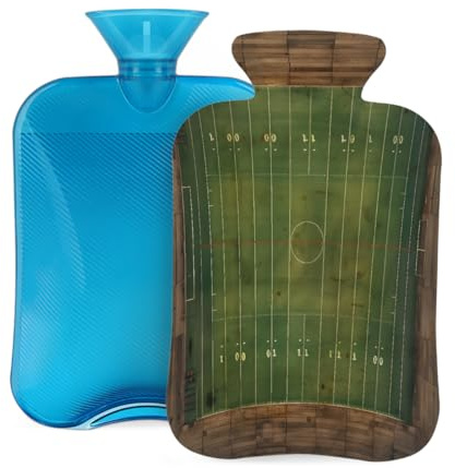 Myfsucce 2L Hot Water Bottle with Cover Sport Arena Ground Print - Reusable PVC Hot Water Bag for Pain Relief, Cramps & Warmth (12.2x8in)