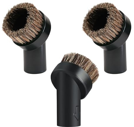 GilesEdward 3‑Pack Soft Horsehair Dusting Brushes – 32 mm Round Vacuum Attachments Compatible with Henry & Hetty for Blinds, Vents & Furniture