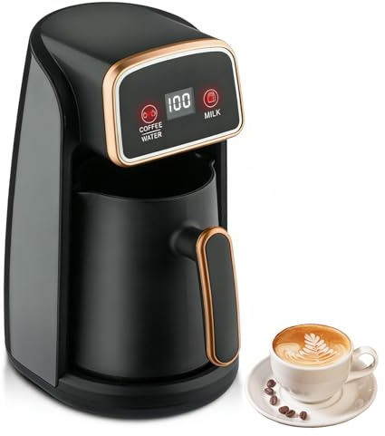 CISSIYOG Türkische Kaffeemaschine, 600W Kaffeepott mit Dual-Heizsystem | Überhitzungs- und Überlaufschutz, 300ml Kapazität für mit 1-4 Tassen, Einfache Reinigung