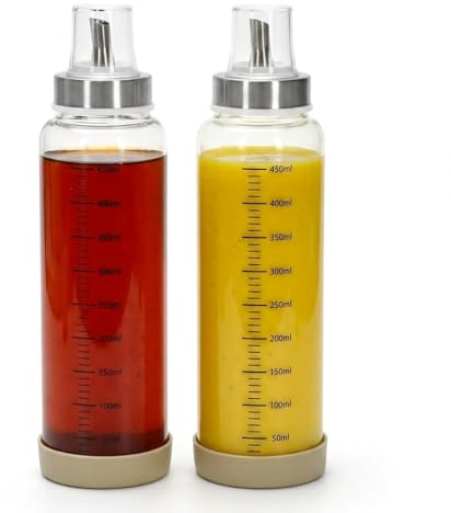 Punorric 2-Pack Salad Dressing Shaker with lid - 500ml Borosilicate Glass Sauce Bottle, Oils Vinegars & Salad Dressings Container, Condiment Bottle for marinades, Honey, Syrup