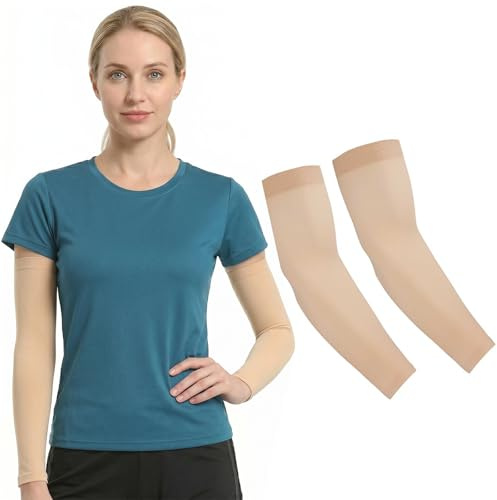 1 Paar hautfarbene Narben-Tattoo-Abdeck-Armstulpen hoch elastisch Nylon, arm sleeve gaming, armsleeve gaming, gaming arm sleeve