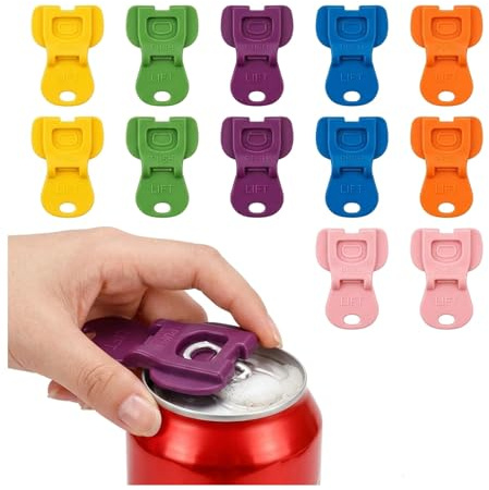 12Stück Dosenverschluss Getränkedosen Verschluss,GetränkedosenöFfner,Deckel | mit Can Opener Dosendeckel Getränkedose,Dosenöffner Bierdosen öffner Einfache Bleiben Sprudelig für Saft,Bier 6 Farben