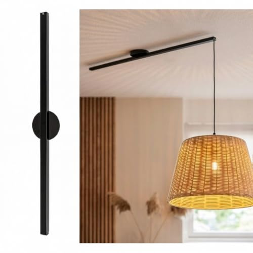 BARCELONA LED Aufhängungssystem für Pendelleuchte 90 cm Schwarz Matt | Verschiebbar bis 80 cm & 360° Drehbar | Deckenhalterung für Hängeleuchten | Bis 3 kg Tragkraft