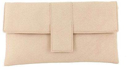 LONI Elegante Clutch aus Velourslederimitat, Nude Beige Weizen, M, Clutches