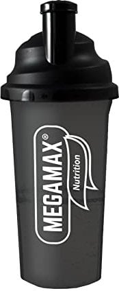 MEGAMAX Shaker [Protein Eiweiß Mixer] für auslaufsichere Shakes | Trinkflasche für Eiweißshakes u. Für Krafttraining, Bodybuilding & Fitness | Mixbecher mit Pulverfach Schraubverschluss, Messskala