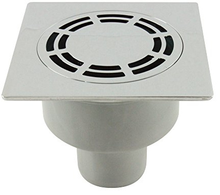 Lazer - Siphon de sol - Siphon de sol laiton chromé Solusec 120x120 mm - sortie verticale