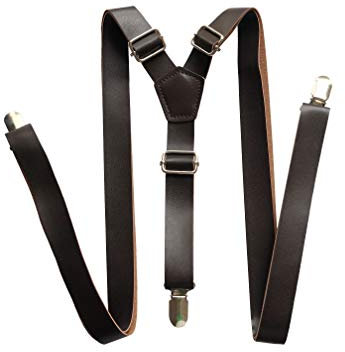 Hochzeit Vintage Kaffee rustikal braun dunkelbraun schwarz breit PU Leder Hosenträger für Männer Hosenträger (Kaffee)