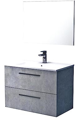 Habitdesign ARKITMOBEL Columna de Baño Suspendida 2 Puertas y 2 Estantes, 150x30x25 (AltoxAnchoxFondo -en cm), Color Cemento, Modelo Athena