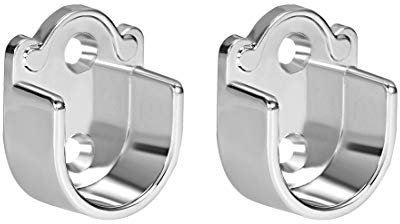 sourcing map 2pcs Zinc Alloy Wardrobe Closet Rod Bracket, Shower Curtain Rod Pole End Supports Sockets Flange Holder Fit Rod Dia 25mm