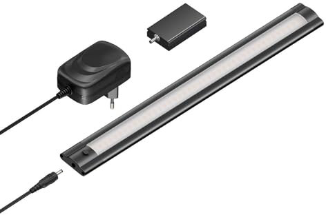 ledscom.de Smarte LED Unterbau-Leuchte SIRIS schwarz matt mit Netzteil und WLAN-Controller flach, Smart-Home, Alexa-fähig, 30cm, 368lm, warmweiß