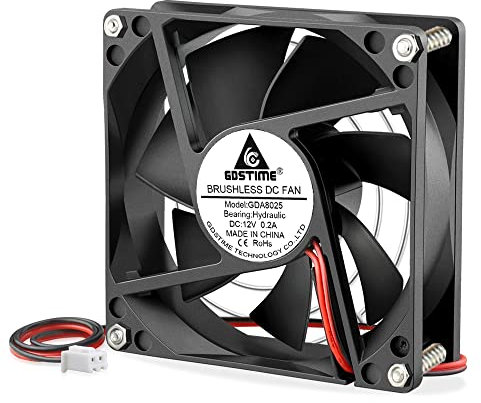 GDSTIME 80mm DC 12V Axial Cooling Fan 2 PIN Brushless PC Case 80 x 25 mm Computer Radiator Cooler