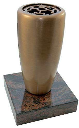 Kunst-Art-Köhl Grabvase 1705 aus Messing oder Aluminium montiert auf einem Granitsockel wahlweise auch ohne Granitsockel (Messing, Aurindi)